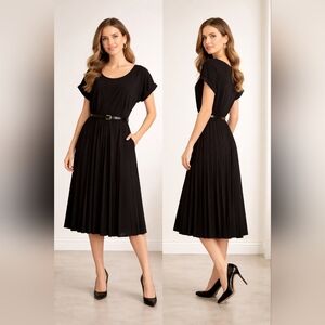 Elizabeth & Nicole Pleated Black Dress XL New With Tags